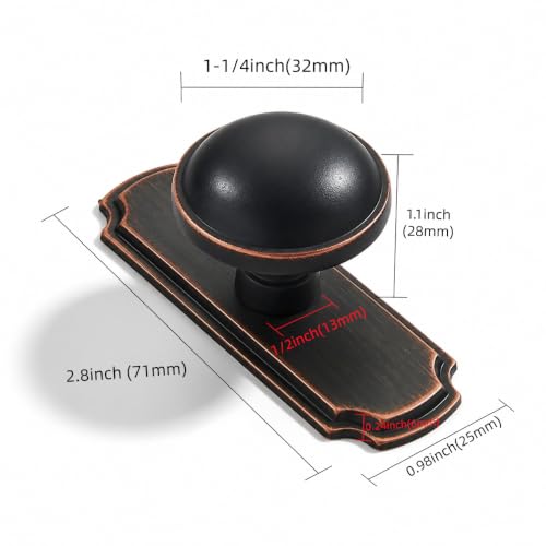 10 Pack 1-1/4inch Oil Rubbed Bronze Cabinet knobs, Back Plate (Oil Rubbed Bronze / 1-1/4 Inch)