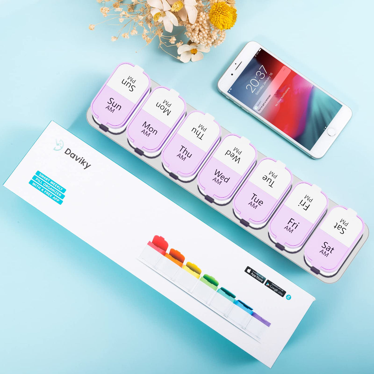 Large Pill Organizer 7 Day (Purple)