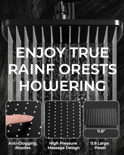Shower Head with Handheld (C-Matte Black / Rectangular 12")