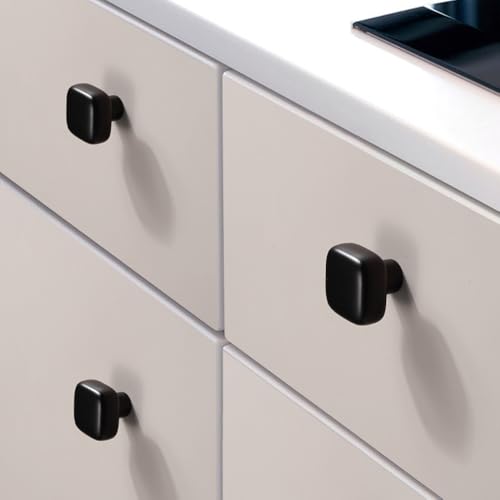 6 Pack Gold Cabinet Knobs 1.18" Brushed Gold Drawer Knobs Zinc Alloy Single Hole Square Pulls for Dresser 30mm Round Cupboard Handles for Kitchen Wardrobe Bathroom Hardware