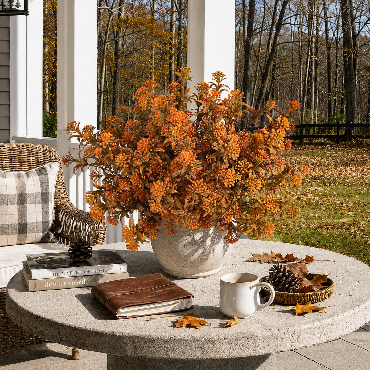 Faux Outdoor Plants Artificial Plants for Outdoors Fall Decor (Autumn Yellow)