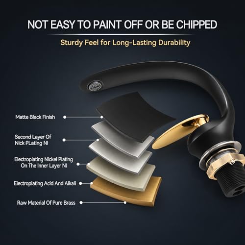 Black Gold Single Hole Brass Bathroom Sink Faucets