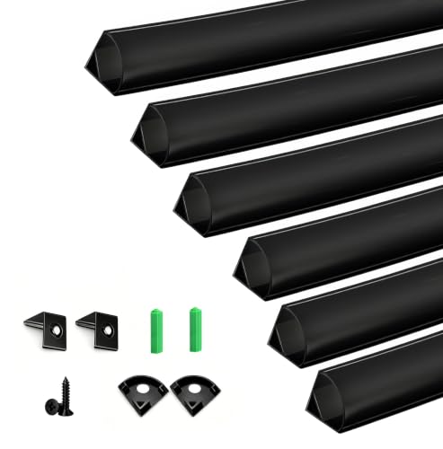 V Shape LED Strip Channel Aluminum Profile 3.28ft with Diffuser 6Pack