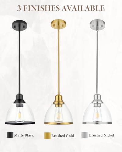 1 Light Brushed Gold Glass Pendant Light (Brushed Gold)