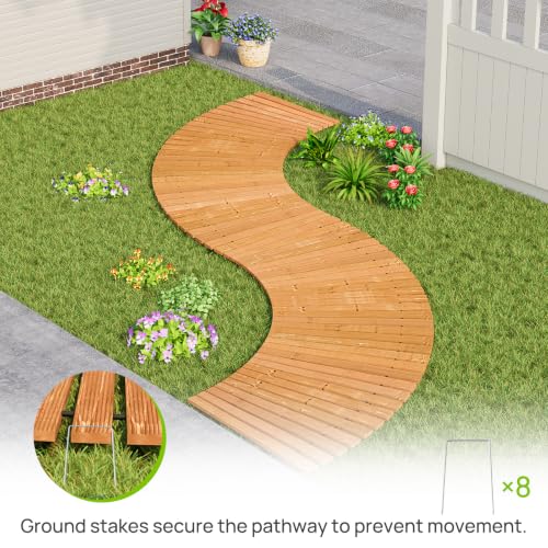 25" W Oversize Wooden Garden Parhway Walkway Outdoor Roll Out Decorative Garden Walkway Non