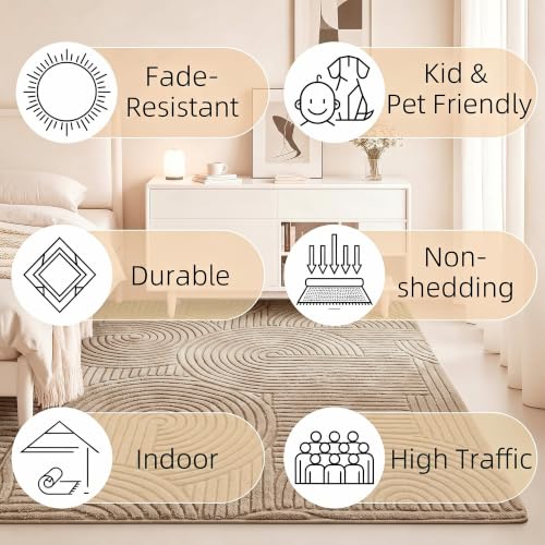 Brown Modern 9x12 Solid Color Area Rug (Light Brown/Circle / 9' x 12' (Rectangular))