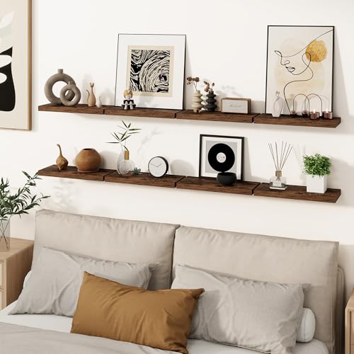 Bathroom Floating Shelves for Wall (Brown / 15"W, 4 Packs)
