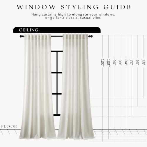 Natural Linen Curtains 108 Inches Long for Living Room 2 Panels (Natural / 52"W x 108"L (Pack of 2))