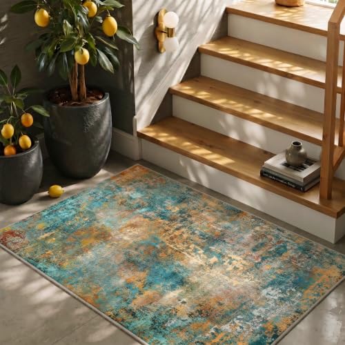 Area Rug 2x3 Washable Non Slip Green (Green / 2' x 3' (Rectangular))
