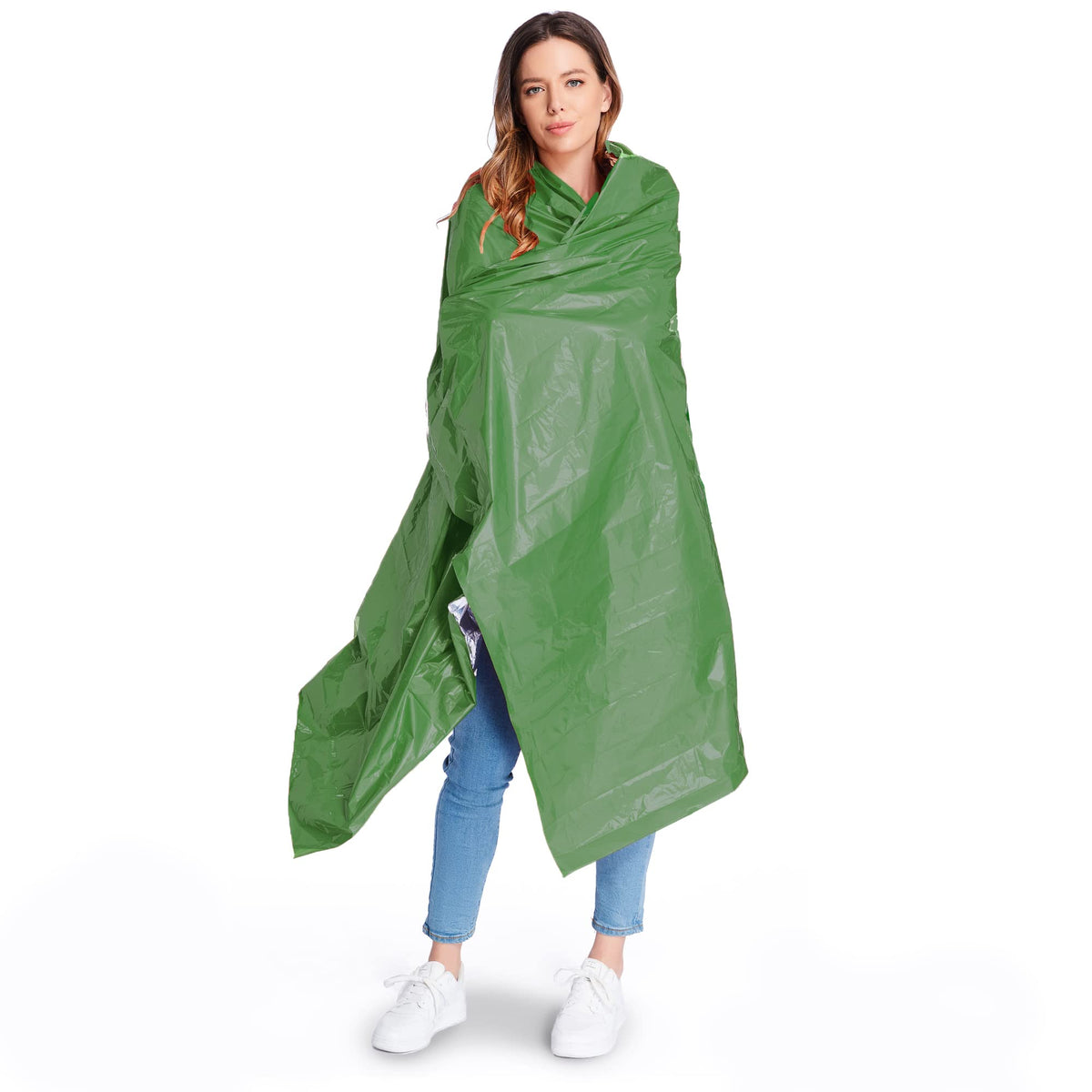 Emergency Blanket Mylar Thermal Blanket (Green-4 Pack)