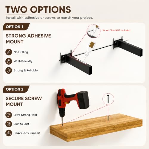 Floating Shelf Bracket for Hollow Fireplace Mantel