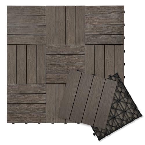 9 Pcs Wood Interlocking Deck Tiles