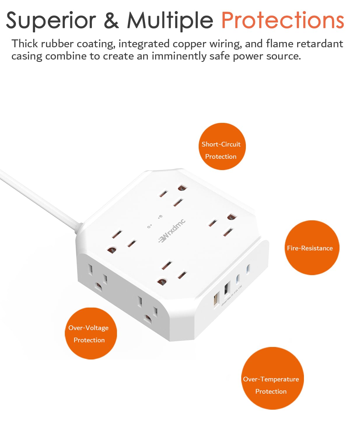 2 Prong Power Strip (5FT White)