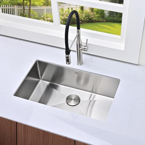 Workstation Undermount Kitchen Sink 16 Gauge Stainless Steel Ledge Single Bowl Sink with Bamboo Cutting Board Roll