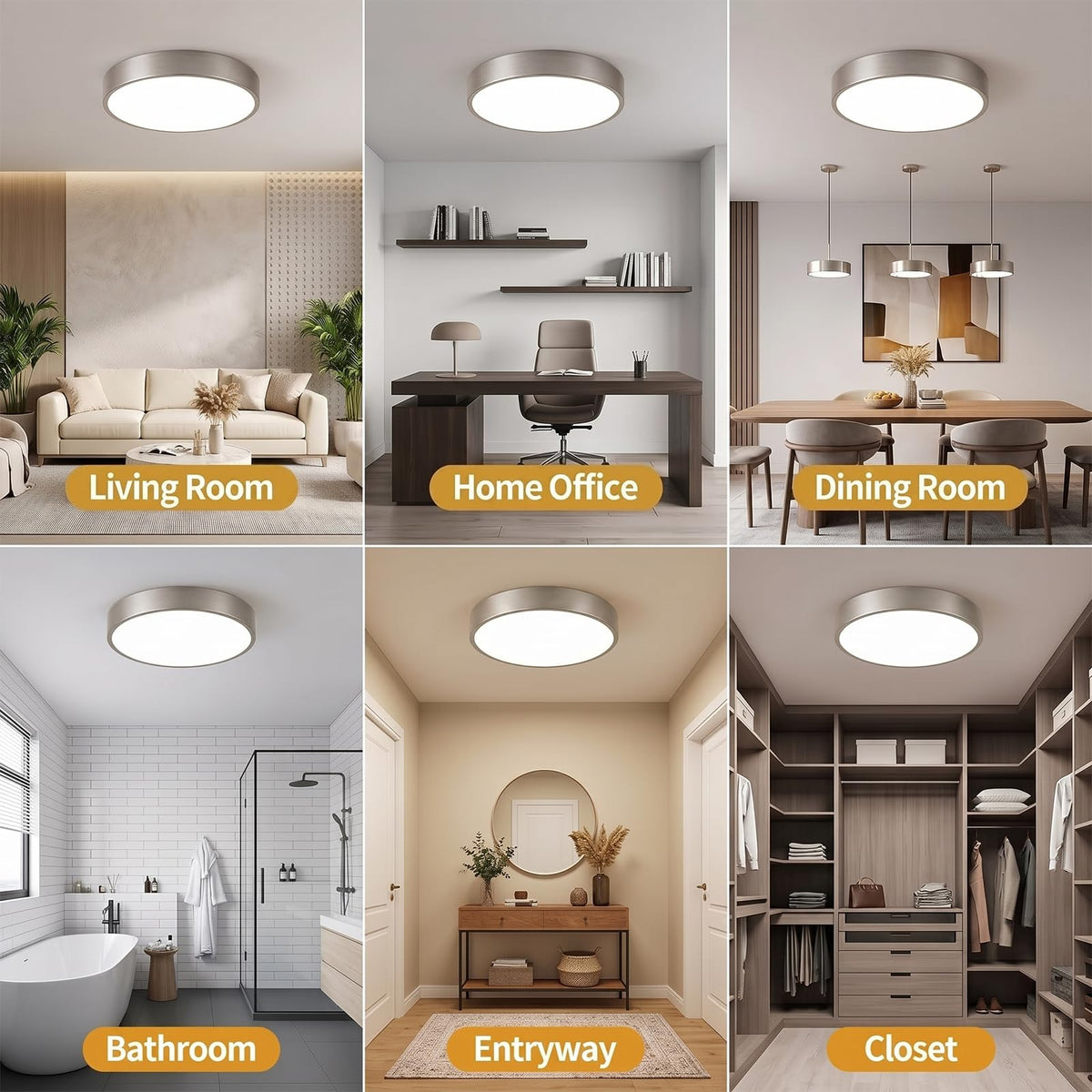 Flush Mount Ceiling Light (Satin Nickel)
