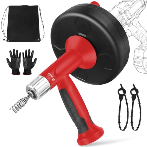 Drain Auger Plumbing Snake with Drill Adapter