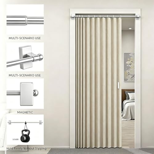 2 Pcs Magnetic Curtain Rods for Metal Door 16 to 28 Inch (Silver)