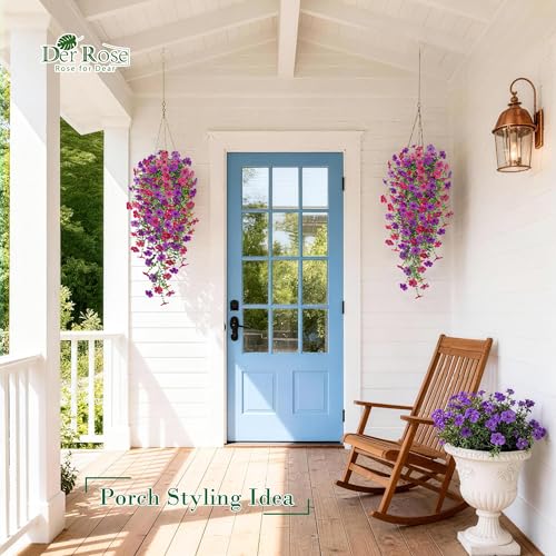 Artificial Hanging Flowers for Outdoors (Purplish)