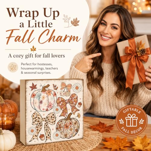 Fall Decorations for Home Floral Pumpkin Wood Sign Fall Decor (FALL69)