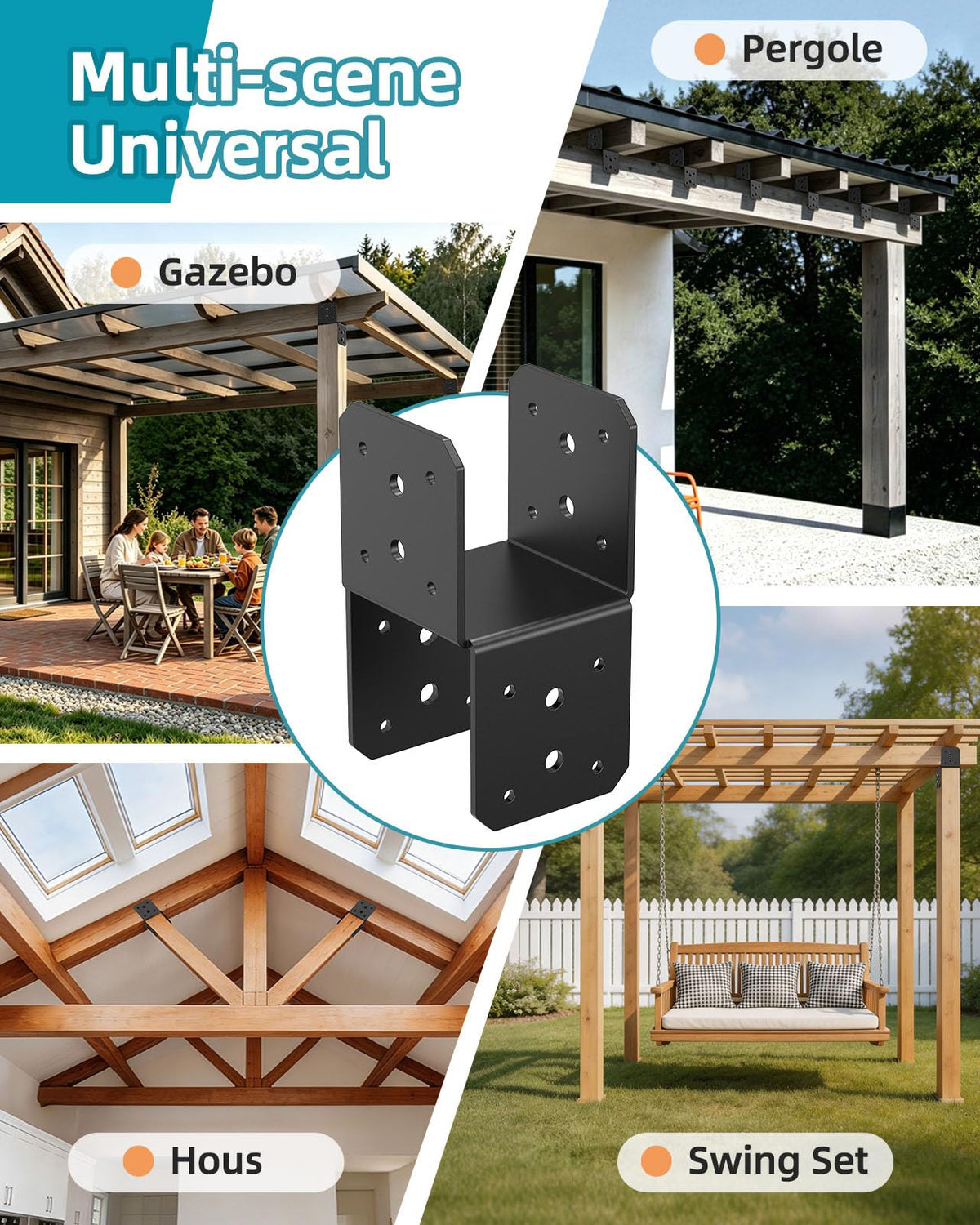 4x4 Post Bracket Kit for Wood Posts (Black)