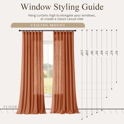 Terracotta Linen Curtains 84 Inches Long 2 Panels for Living Room (Terracotta / 50"W x 84"L (Pack of 2))