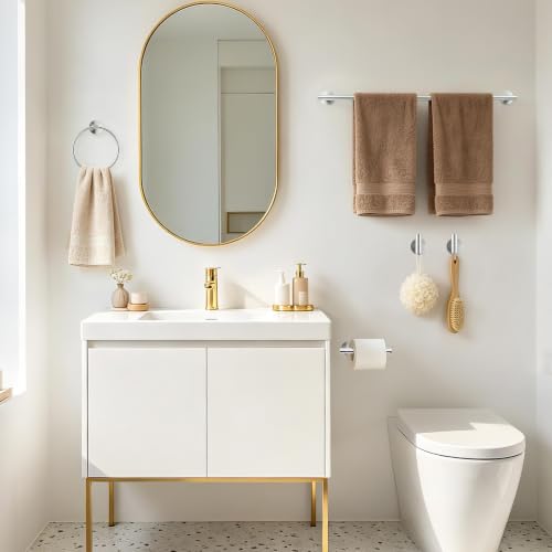 5 Piece Brushed Nickel Bathroom Accessories Set Bathroom Towel Bar (Brushed Nickel)