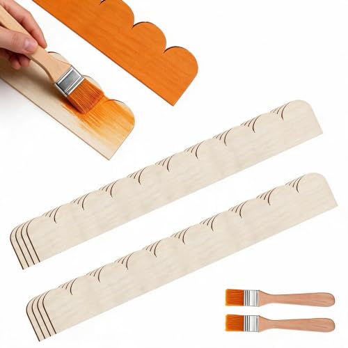 Unfinished Scalloped Decorative Wood Trim Scalloped Edge Decorative Wood Molding Cute DIY Moulding Trim for Home Wall Window Cabinet Shelf Door Frames Decoration