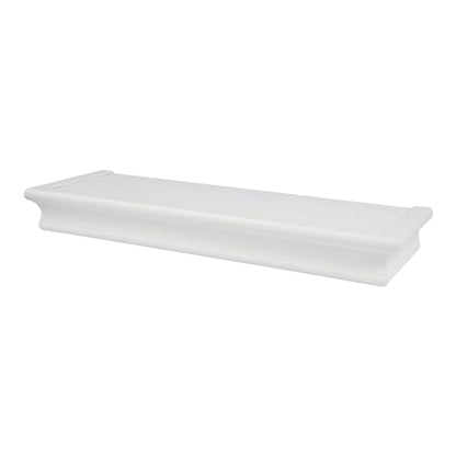 High & Mighty Floating Shelf, 18in x 6in x 2in, 1 Pack, White | Wood with white finish, 15lb capacity for photos, plants, or decor, Tool-free wall mounting with template and level