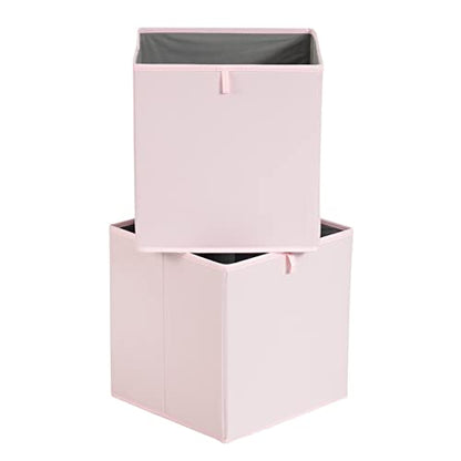 Amazon Basics Collapsible Cube Organizer Bins, Closet Storage Organizer Baskets for Shelves, Space-Saving, 13" x 15" x 13", Peony Pink, Pack of 6