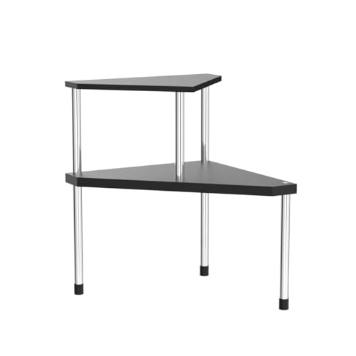 Weenson Bathroom Counter Organizer Over Sink for Toiletries, Makeup, Kitchen Countertop Organizer Spice Rack for Salt, 2-Tier Corner Counter Shelf for Coffee Area Storage Dresser Table(Black)