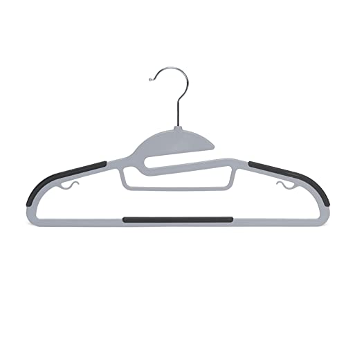 Amazon Basics Space Saving Non-Slip Rubber Coated Plastic Hangers with 360° Swivel Hook, Thin, Gray, Pack of 50