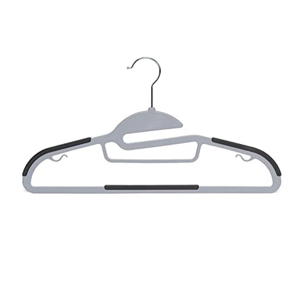 Amazon Basics Space Saving Non-Slip Rubber Coated Plastic Hangers with 360° Swivel Hook, Thin, Gray, Pack of 50