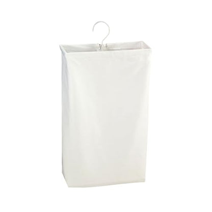 Household Essentials 148 Hanging Cotton Canvas Laundry Hamper Bag | White, 6" x 16" x 27" (Length x Width x Height)