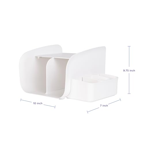 Ubbi Tabletop Diaper Caddy, Diaper Storage, Caddy Organizer, White | Non-Skid Rubber Feet, Baby Diaper Caddy Organizer for Wipes & Baby Accessories, Newborn Nursery Essential