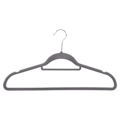 Amazon Basics Space Saving Heavy Duty Non-Slip Velvet Suit Hangers with Horizontal Tie Bar, Sturdy for Clothes Organization and Storage, Dark Gray, 50-Pack