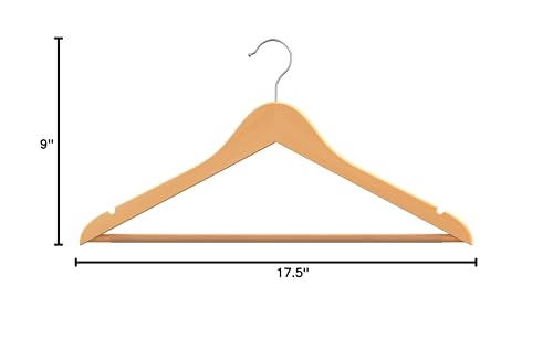 HOUSE DAY Wooden Hangers 20 Pack, Solid Wood Hanger with Non Slip Pant Bar, Heavy Duty Wooden Coat Hanger for Closet, Smooth Finish Wood Clothes Hangers for Shirts, Suits, Jackets, Dresses, Natural