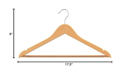 HOUSE DAY Wooden Hangers 20 Pack, Solid Wood Hanger with Non Slip Pant Bar, Heavy Duty Wooden Coat Hanger for Closet, Smooth Finish Wood Clothes Hangers for Shirts, Suits, Jackets, Dresses, Natural