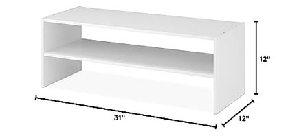 Whitmor Stackable 31" Extra Wide 2-Shelf Storage Organizer, White