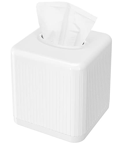 Tissue Box Cover with Base, Square Plastic Tissue...