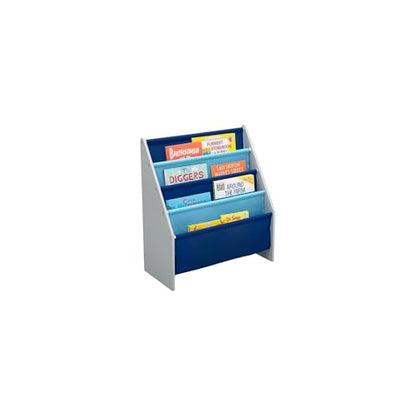 Delta Children Sling Book Rack Bookshelf for Kids - Easy-to-Reach Storage for Books, Magazines or Coloring Books - Ideal for Playrooms & Homeschooling, Grey/Blue