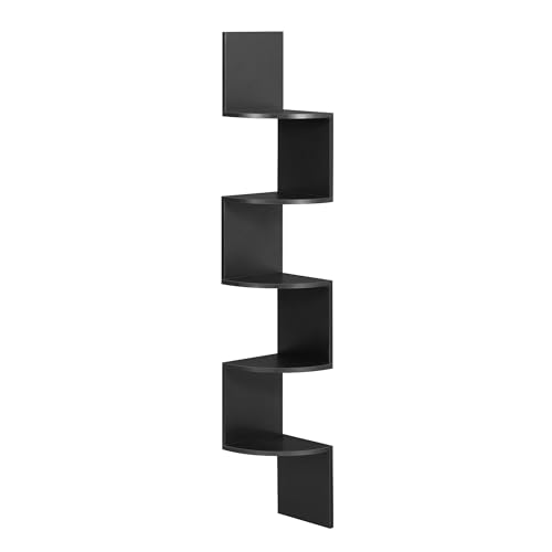 VASAGLE CUSTOS Collection - Corner Shelf Wall Mount, 5-Tier Floating Corner Bookshelf, Plant Shelf for Bedroom, Living Room, Bathroom, Home Office, Black ULBC072B01