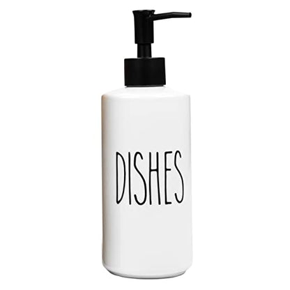 Porcelain 16oz Kitchen Soap Dispenser. Detergent Dispenser or Dish Soap Dispenser for Kitchen Sink. White Soap Dispenser, Modern Farmhouse Decor Dish Soap Pump for Kitchen Organization