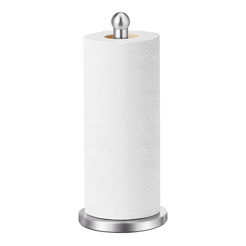 Paper Towel Holder Countertop with Weighted Base f... (Silver | Stainless Steel)