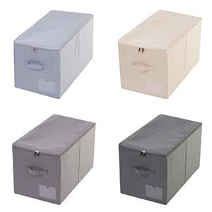 2pcs Zip Lidded Wardrobe Blankets Organizer Storage Bins, Folding & Sturdy | 22"X13"X12.6", clothing, duvets, sweaters, jeans organizer, foldable dustproof,washable,save space,3-side zip openning, rigid