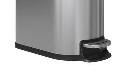 GarveeHome 1.6 Gal Step-On Trash Can, Stainless Steel Small Bathroom Garbage Bin with Soft Close Lid, Slim Space-Saving Design, Removable Inner Bucket for Bathroom, Bedroom, Office, Silver
