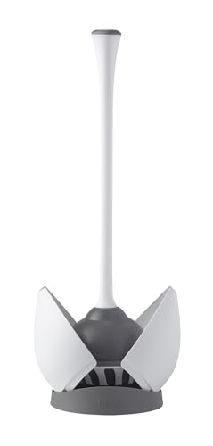 Clorox Toilet Plunger with Hideaway Caddy, Set of 2 – for Bathroom Organization and Storage, Bathroom Accessories, Toilet Unclogger, with Holder, White