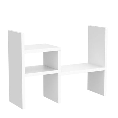 Desktop Organizer Office Storage Rack Adjustable W... (White | Engineered Wood)