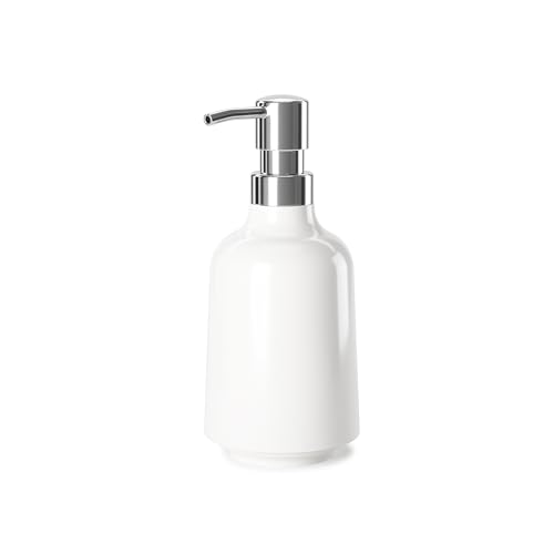 Step Soap Pump, Refillable Hand Soap Dispenser, 13... (White | Melamine)