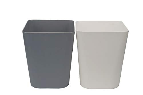 1.6 Gallon Small Trash Can Wastebasket for Kitchen Office Bathroom,Pack of 2(White+Gray)