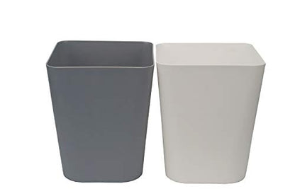 1.6 Gallon Small Trash Can Wastebasket for Kitchen Office Bathroom,Pack of 2(White+Gray)